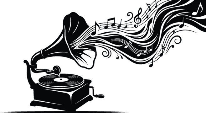 gramophone with vinyl record