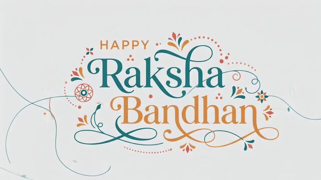 Happy Raksha Bandhan Calligraphy Typography on White Background Greeting Banner Design Template