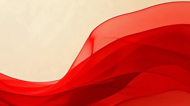 Red fabric flowing on beige background