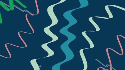 Fototapeta premium Minimalist background with soft wavy lines in pastel colors against deep blue backdrop elegant smooth abstract wave pattern for modern decor.