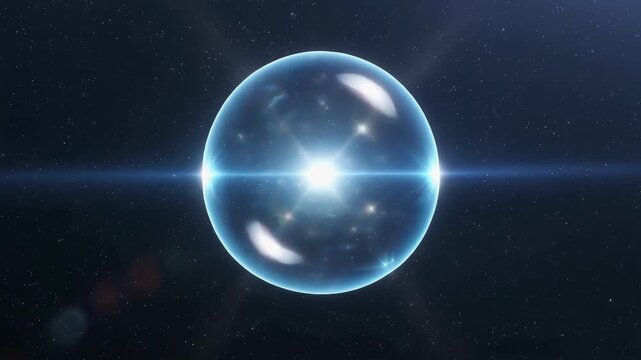 Wolf-Rayet star blowing a bubble of glowing gas with a shimmering blue outer shell in a seamless space loop.