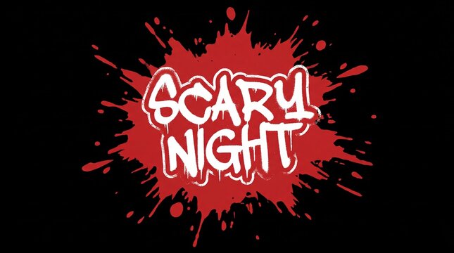 Scary night horror concept lettering on red blood splatter background
