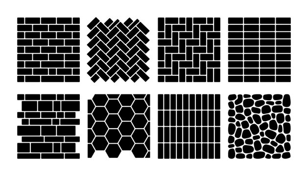 Seamless Paving Patterns, Brick Textures, Cobblestone Surfaces, Hexagon Designs