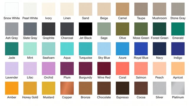 Comprehensive color palette chart with named shades color scheme color board