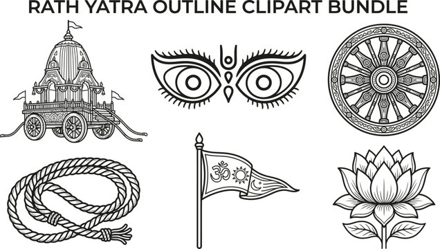 Rath yatra festival clipart bundle