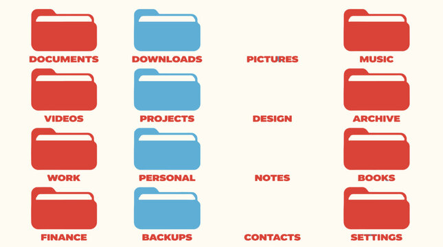 Colorful computer file organizer icons on.
