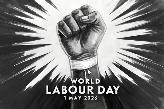 World labour day 2026 poster with fist symbol