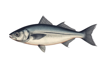 Obraz premium Atlantic pollock fish close up swimming, a detailed marine animal illustration with a transparent background