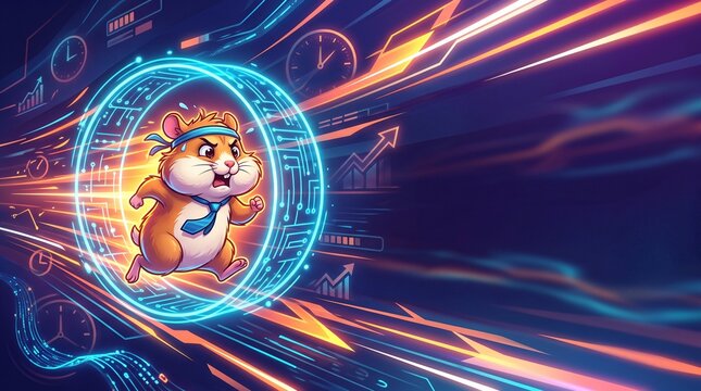 Funny cartoon hamster panic mode abstract presentation background