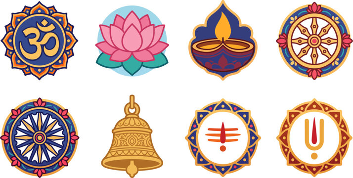 Hindu and buddhist spiritual symbols stickers