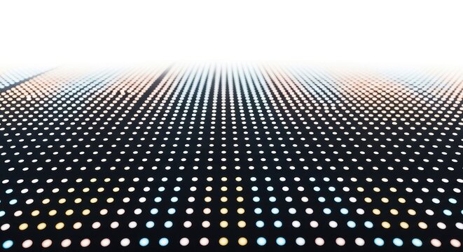 A vibrant perspective captures glowing LED indicators arrayed in a rhythmic grid pattern that illuminates the surrounding darkness while creating a sense of infinite depth for your artistic