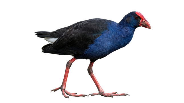 Pukeko or purple swamphen native bird of New Zealand isolated on a transparent background