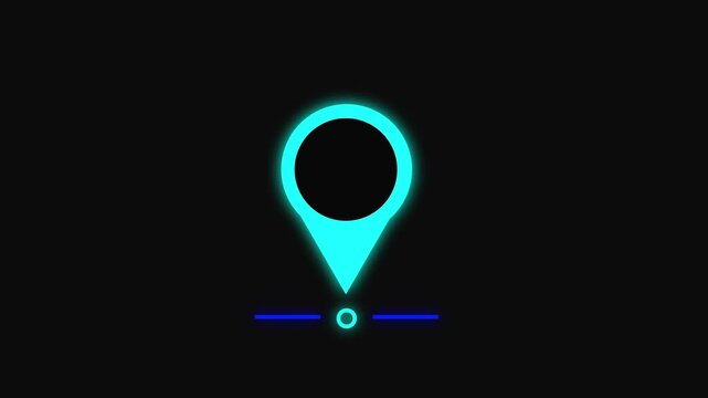 Map pointer icon set with pin symbols for navigation and location markers on black background .
