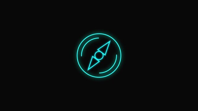 Compass icon isolated on transparent background ,neon Compass icon ,4K Video motion graphic animation