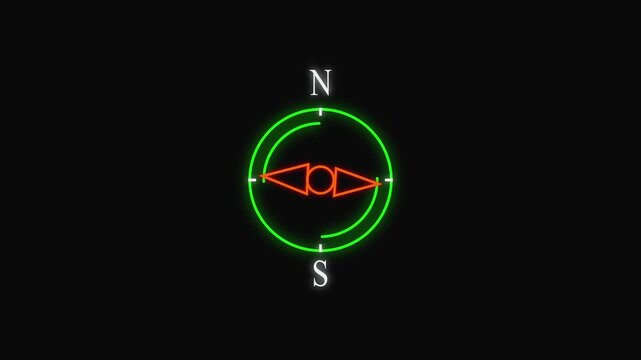 Compass icon isolated on transparent background ,neon Compass icon ,4K Video motion graphic animation