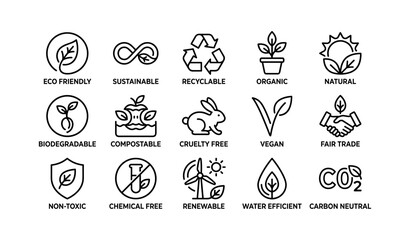 Fototapeta premium Eco and sustainability icons representing green product labels