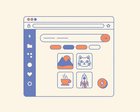 Web browser interface for digital asset management with image gallery and search