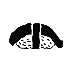 Sushi with Chopsticks Black Silhouette Vector Icon © mariom