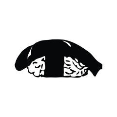 Sushi with Chopsticks Black Silhouette Vector Icon © mariom