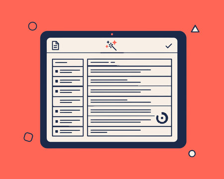 Digital Document Editor and Content Creation Interface on Tablet Screen