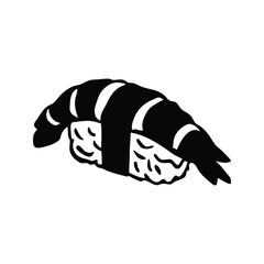 Sushi with Chopsticks Black Silhouette Vector Icon © mariom