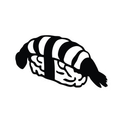 Sushi with Chopsticks Black Silhouette Vector Icon © mariom