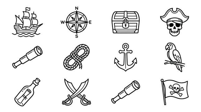 Pirate symbols and icons set.
