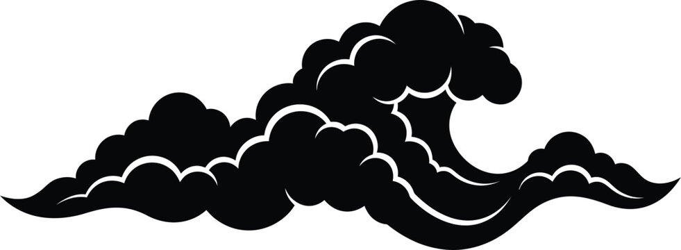 Black wave silhouette against a white background a stylized depiction of ocean currents and fluid motion abstract aquatic