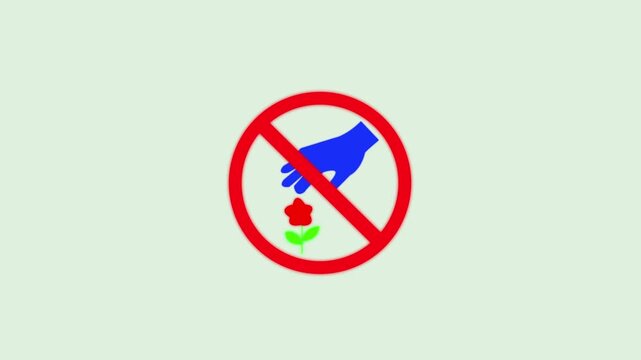 do not pick flowers on plants warning sign on black background. protection sign for nature protection with ideal for park rules, plant conservation, public warning signage, and flat vector design vide