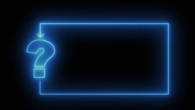 glowing neon question mark icon animation. Question mark neon sign light on black background 4k  video.