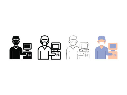 Ultrasound Technician Icon Evolution Set, Medical Diagnostic Vector