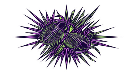 Ancient Trilobite Fossils on Spiky Starburst Background © Miftachul