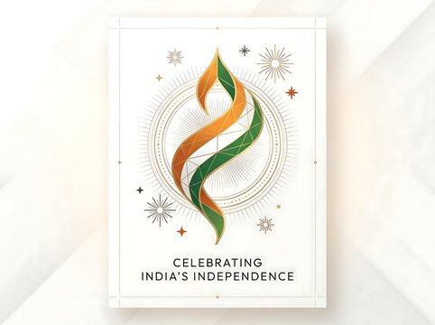 Creative abstract design for celebrating india independence day with tricolor ribbon and star elements