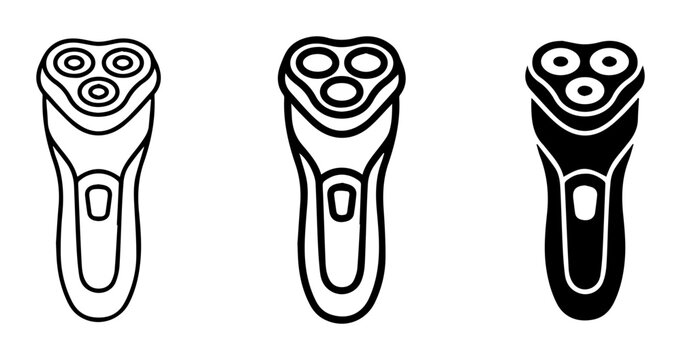Electric Shaver Icons, Rotary Razor Vector Set, Personal Grooming Tool Illustrations