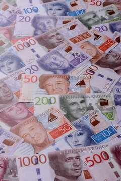 Sweden, Swedish paper money, real banknotes as currency for exchange or travel. Swedish money
