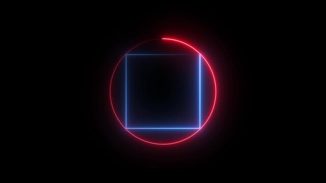 Animated Loop of Red and Blue Circle and Square Frames with Dynamic Motion