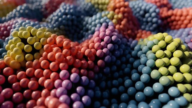Abstract colorful beads wave motion background 4k footage