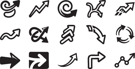 Fototapeta premium Dynamic Direction Arrow Icon Collection for Modern Interfaces