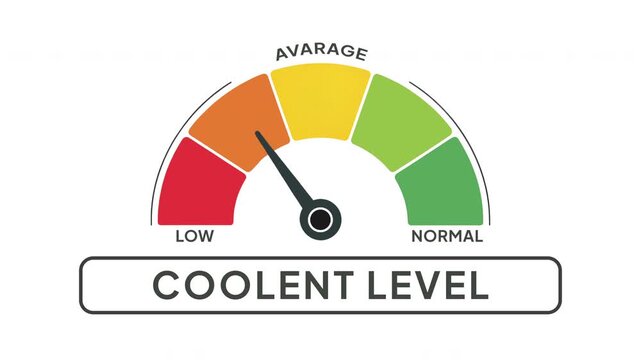 Coolant Level Gauge Animation from Normal to Low Indicator on Automotive Engine Cooling System Background Motion Graphics