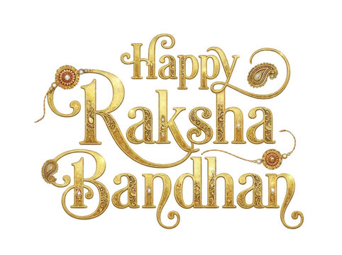 Golden Happy Raksha Bandhan typography isolated on transparent background