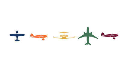Colorful airplane and helicopter icons on white background © Artist hub