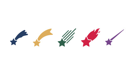 Colorful star and comet icons in different colors on white background © Artist hub