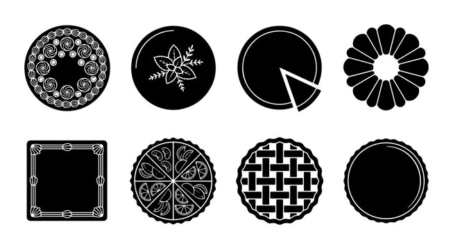 Decorative Pie and Tart Toppers, Circular Ornaments, Vector Icons