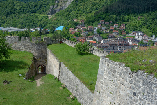 Medieval stone citadel, Jajce Fortress in Bosnia and Herzegovina