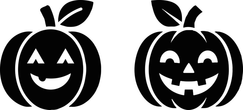 set of halloween pumpkins halloween pumpkin icons, ico illustration of a set of halloween pumpkin silhouettes of plants black and white ve of six unique black witch hat silhouettes on white background
