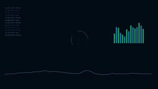 Medical Dashboard Analytics Interface Screen with Digital Charts Grids and Data Streams