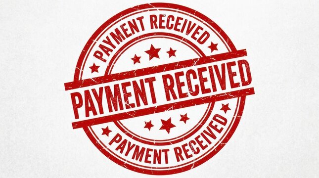 Red payment received stamp on white background