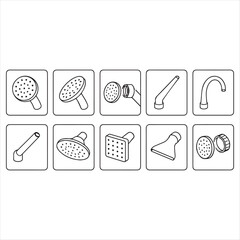 Fototapeta premium Shower Head and Faucet Icon Set