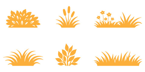 Vector field icons horizon stalk thin edge icon stalks grass prairie growth. A set of silhouette Grass vector illustration. eps 10 © Hike Studio 444