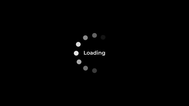 Minimal Circular dot Loading Animation on Black Background Seamless Loop.4k video